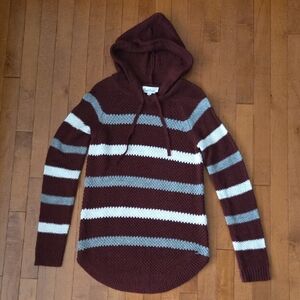 Cloud Chaser Striped Maroon Knit Sweater